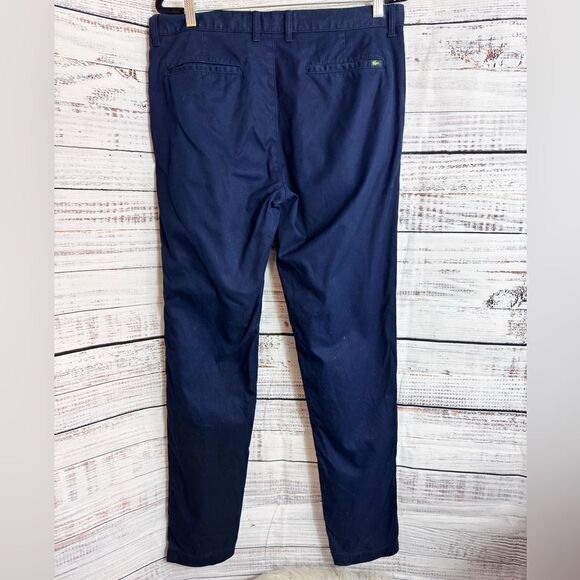 Lacoste pants Mens size 34 chino Slim Fit Navy Blue Cotton Straight Stretch - Picture 4 of 11